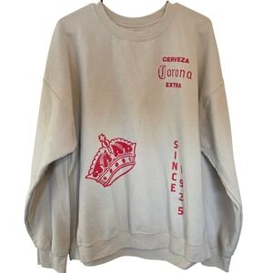Corona Extra Cerveza Graphic Sweatshirt Mens XL Tan Long Sleeve Pullover